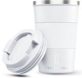 Castagnola Thermosbeker - Koffiebeker To Go - Travel Mug voor Koffie en Thee - Theebeker - 380 ML - RVS - Wit
