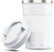 Castagnola Thermosbeker - Koffiebeker To Go - Travel Mug voor Koffie en Thee - Theebeker - 380 ML - RVS - Wit