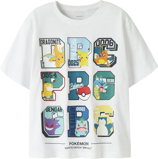 NAME IT Jongens T-shirt met Pokemon print - Wit - Maat 146/152