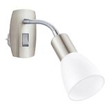 EGLO Dakar Stekkerspot met schakelaar, draaibare lamp | metaal in zilver en kunststof in wit, E14-fitting