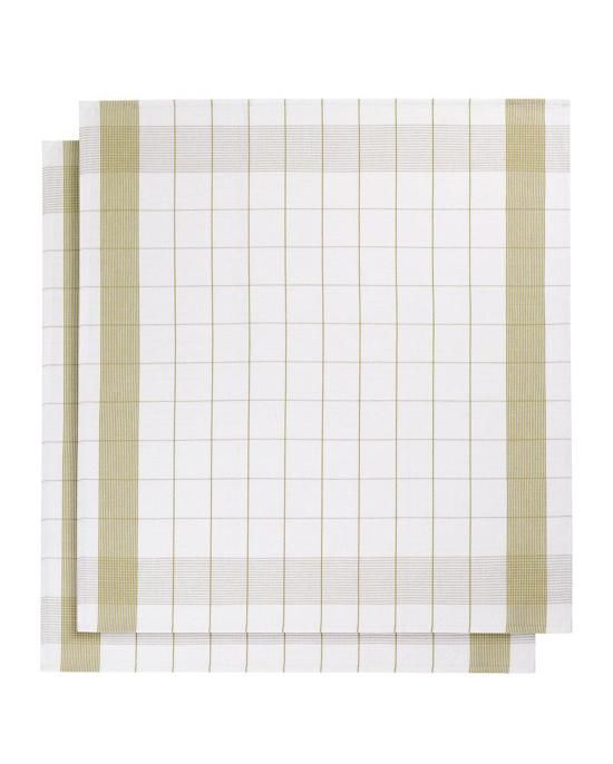 De Witte Lietaer MIXTE – Keukenhanddoek – 65x65cm – set van 2 stuks – white/yellowgreen