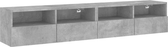 vidaXL Tv-wandmeubels 2 stuks 80x30x30 cm bewerkt hout betongrijs