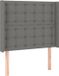 vidaXL Hoofdbord met randen 83x16x118/128 cm stof donkergrijs