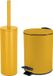 Spirella Set d'accessoires pour salle de bain/toilettes - Brosse WC et poubelle à pédale 3L - métal - jaune safran