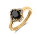 Lucardi Dames Stalen goldplated vintage ring met zwart zirkonia
