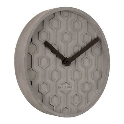 Karlsson Honeycomb Wandklok - Donkergrijs - Beton - Grijs - EAN: 8714302135989