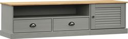VIGO meuble TV 156x40x40 cm bois de pin massif gris