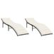 VidaXL Tuinstoel Terras Gecapitonneerde zitting Polyrattan, Staal Crème, Wit