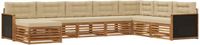 vidaXL - Hoek loungeset - 8 zitplekken - Natuurlijk en beige - Massief acacia hout