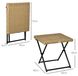 Table de jardin - Table pliante en polyrotin - 40 x 40 x 40 cm - Convient pour extérieur/balcon - Bois naturel