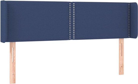 vidaXL Hoofdbord met randen 147x16x78/88 cm stof blauw