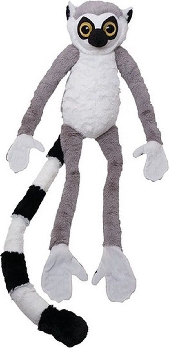 Nature Planet Pluche grijze maki/ringstaart aap knuffel 100 cm