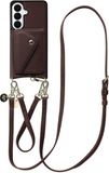 AVY Leren Hoesje geschikt voor Samsung Galaxy S26 | Met Koord en Magnetische Kaarthouder | Compatibel met MagSafe | Leather Case met 30CM & 130CM Koord & Wallet | Leather Set | Burgundy