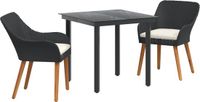 vidaXL Tuinset 3-delig Zwart Polyrattan