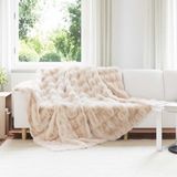 vidaXL Antislip deken van imitatie konijnenbont Olite 4 st Beige