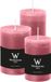 Wiedemann Cilinderkaarsen/stompkaarsen - set van 3 - rustieke kaars - oudroze - 6x9/6x12/7x10 cm