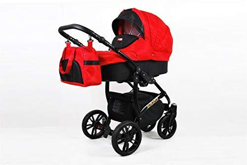 Lux4Kids Stroller Pram Pushchair 3in1 2in1 Buggy Autostoel Babystoel Sportstoel BlackOne 3in1 with car seat Red Deluxe