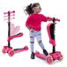 Hurtle Kinderstep, 3-wiel Step, Opvouwbare Scooter met Verstelbare Hoogte, Antislip Platform, LED Verlichte Wielen, Step voor Meisjes/Jongens van 2 tot 12 Jaar, Roze