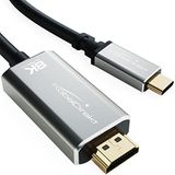 KabelDirekt - 8K USB C naar HDMI 2.1 adapterkabel voor e-sport, onbreekbare metalen connectoren - 1,8 m (8K/60Hz en 4K/120Hz, gaming-computers naar tv of monitoren) | HDMI 2.1b – 8K/60Hz et 4K/120Hz, ordinateurs de jeu aux téléviseurs ou moniteurs