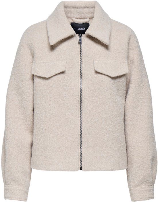 Only Malo Boucle Jacket - Dames Lange rits fleece - Pumice Stone Melange - S