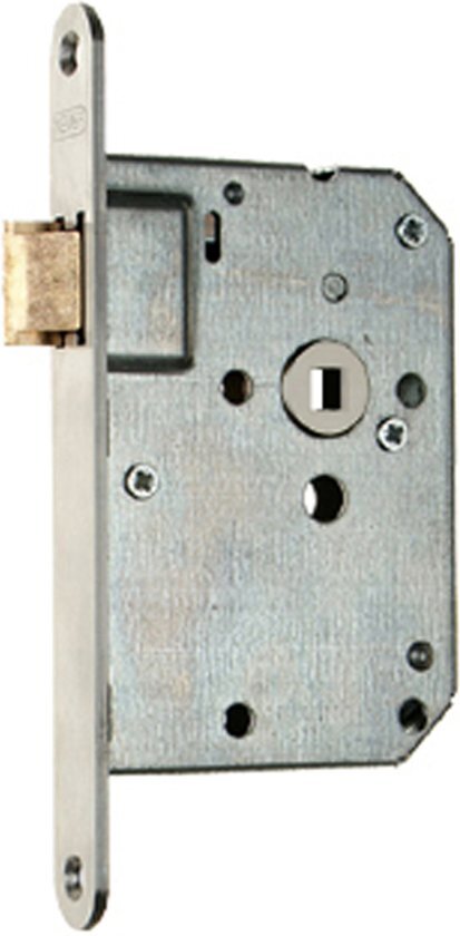 Nemef loopslot 1255/17 rechts - Doornmaat 50mm - RVS voorplaat - Met sluitplaat - Met bevestigingsmateriaal - In krimpfolie verpakking