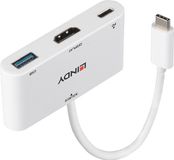 LINDY USB-C Adapter [1x USB-C stekker - 1x HDMI-bus, USB 3.2 Gen 1 bus A (USB 3.0)] 43340 0.18 m Wit