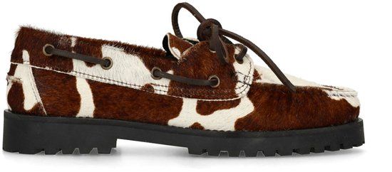 Sacha - Dames - Bruine cow print veterschoenen - Maat 36