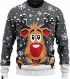JAP Christmas Kersttrui Kinderen - Rudolf Rendier - Grijs - Maat 7/8 jaar - Gerecycled
