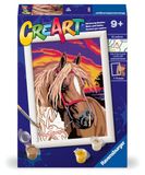 Ravensburger CreArt E-serie Classic: romantisch paard, schilderen op nummer, bevat een voorgedrukte plank, een kwast, kleuren en accessoires, creatieve set voor jongens en meisjes vanaf 7 jaar