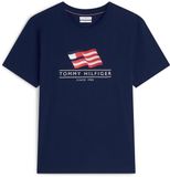 Tommy Hilfiger Heren T-shirt Katoen Korte Mouw Blauw/Rood Maat S