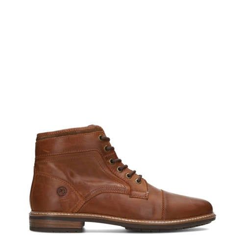Poelman Joni leren veterboots cognac