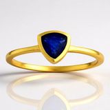 Cavill - Verstelbare Zilveren Ring - 925 Sterling Zilver Verguld - 0,63 ct Madagaskar Blauwe Triljant Saffier
