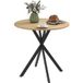 Bol Table À Manger Ronde Pour 2 Personnes Avec Plateau Aspect Bois Et Piètement Croisé En Acier, Blanc Chêne