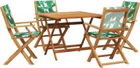vidaXL 5-delige tuinset, stof en massief hout, bladmotief