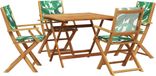 vidaXL 5-delige tuinset, stof en massief hout, bladmotief