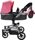 Bandits & Angels Poppenwagen Classic Angel 2in1 - Roze - Poppenbuggy voor Meisjes - Verstelbare Duwstang - Inklapbaar - Met Boodschappenmand