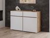 CROSSAIR Commode 2 portes 2 tiroirs blanc/chêne wotan