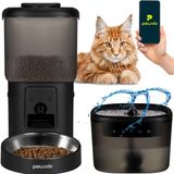 Peluvio Feast Voerdispenser met Camera & Drinkfontein – 4,5L Automatische voerbak kat met App – 3MP Night Vision – 2,5L Waterfontein met Filters – WiFi – 5 Maaltijden per Dag – RVS Bak – Noodvoeding op Batterij