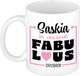 Bellatio Decorations mok Saskia - wit - Fabulous - keramiek - 300 ml - cadeau collega beker - cadeau