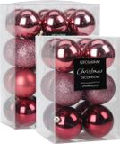 Christmas Decoration Koopman International Kerstballen - 28 stuks - 5 en 6 cm - Roze - Kunststof