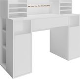 Vicco Bureau, Wit, 126.8 x 50 cm | XL met legplanken, geschikt als werkplek met kabeldoorvoer en opbergruimte