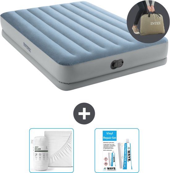 Intex Luchtbed - 2-Persoons - 152 x 203 x 36 cm - Grijs - Met Pomp & Hoeslaken