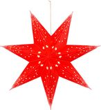 Lumineo Verlichte kerstster - rood - 40 cm - op batterijen - 20 led lampjes - warm wit