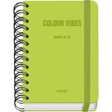 Dohe - Schoolagenda 2025 2026 - Dag per Pagina, Formaat A6 (12x17 cm), Spaans en Engels, Dubbele Spiraalbinding en Elastieksluiting, Harde Kaft, 4 Stickervellen - COLOUR VIBES Lime