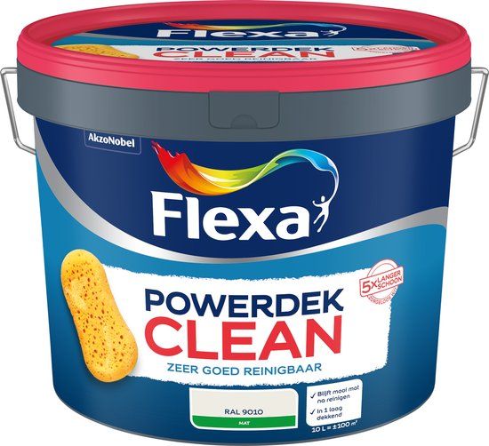 Flexa Powerdek Clean Muurverf - RAL 9010 - 10 Liter