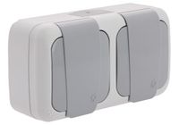 Siemens – waterdicht dubbel stopcontact 2P + T grijs