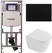 QeramiQ Dely Toiletset - 36.3x51.7cm - diepspoel - rimless - Geberit UP320 inbouwreservoir - softclose toilet zitting - 35mm - metaal mat zwarte bedieningsplaat - ronde knoppen - mat wit