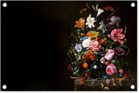 GreatGardenPosters Tuinposter 60x40 cm - Vaas met bloemen - Jan Davidsz de Heem - Tuindecoratie - Buiten decoratie