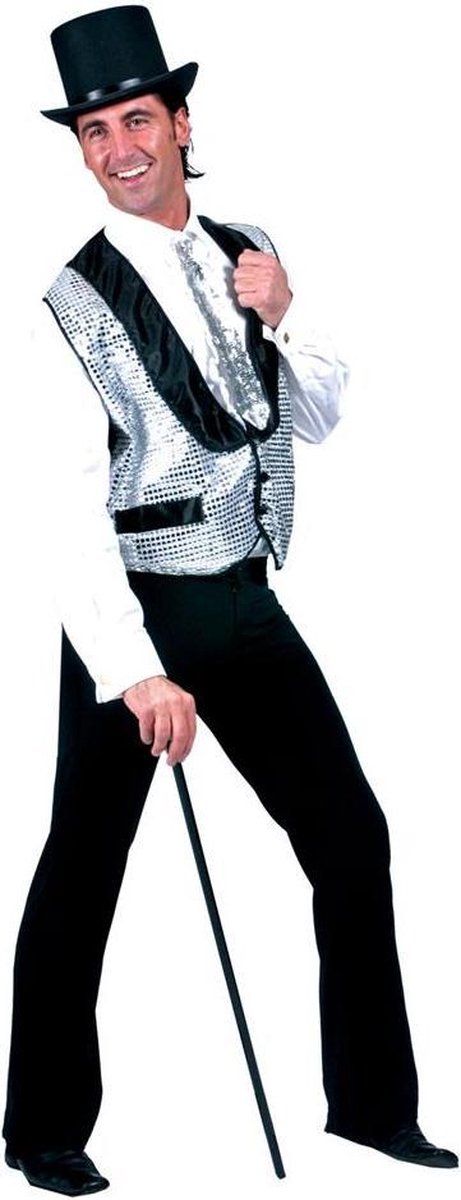 Funny Fashion Vest Pailletten Zilver Maat 48-50