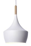 LUSSIOL Olga hanglamp metaal/hout, max. 40 W, wit/naturel, Ø 24 x H 35 cm